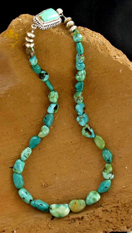 CARICO LAKE TURQUOISE POTATO BEADS NECKLACE~  